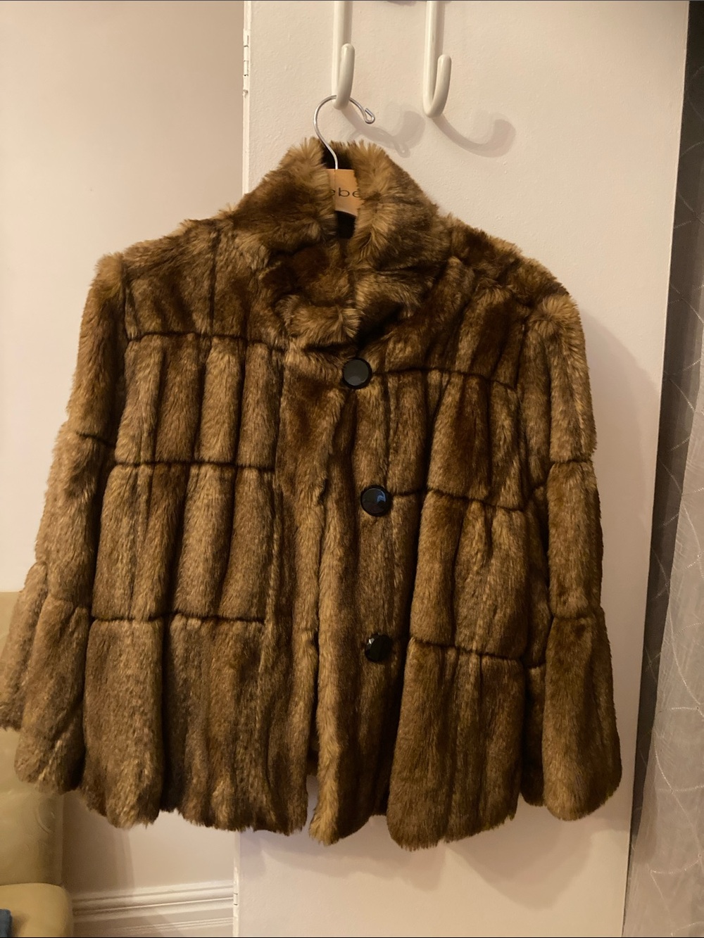 INC International Concepts Brown Faux Fur Teddy Jacket